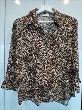 Anine Bing Leopard Print Button-Down Shirt Brown Tan Black – Size S
